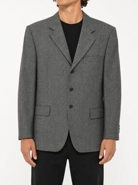 Chiavari Mens 40R Wool Blazer Sport Coat Gray Nailhead Made Italy Business Luxe